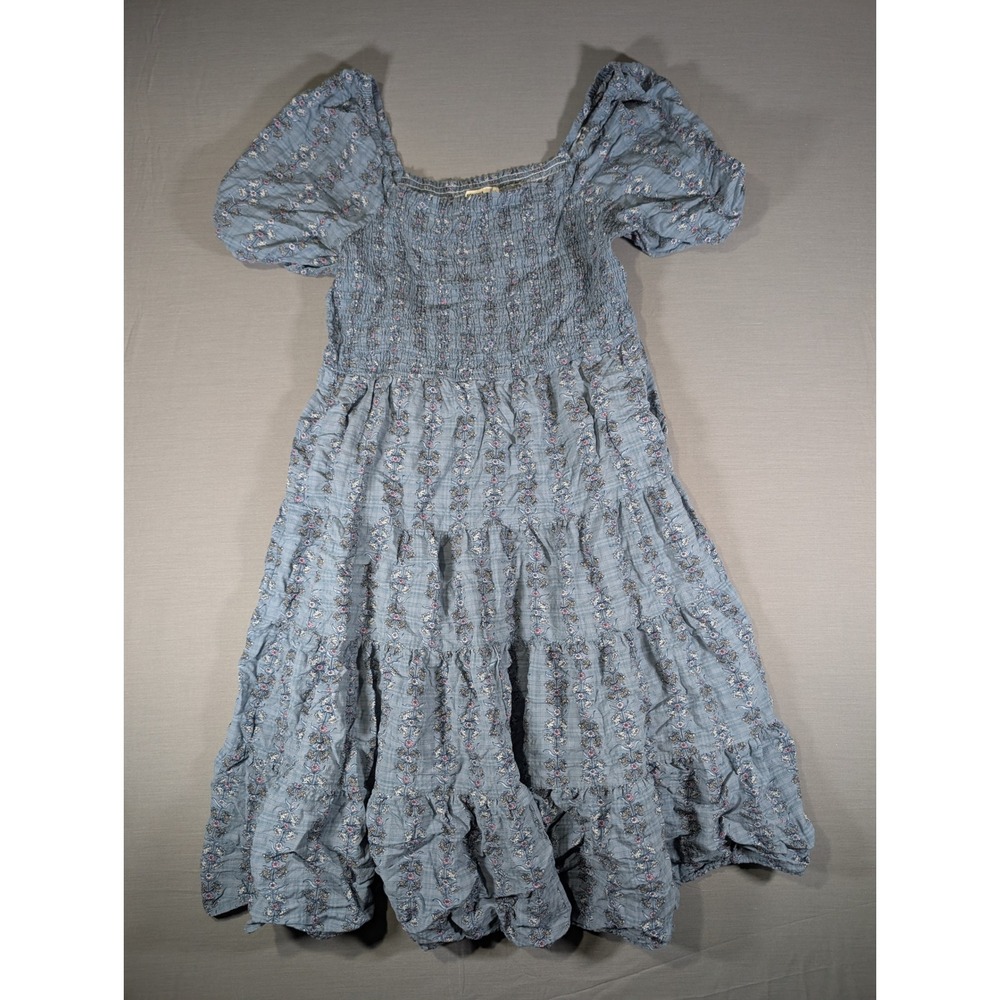 Sonoma Goods For Life Blue Floral Smocked Tiered Midi Dress XXL Cottagecore